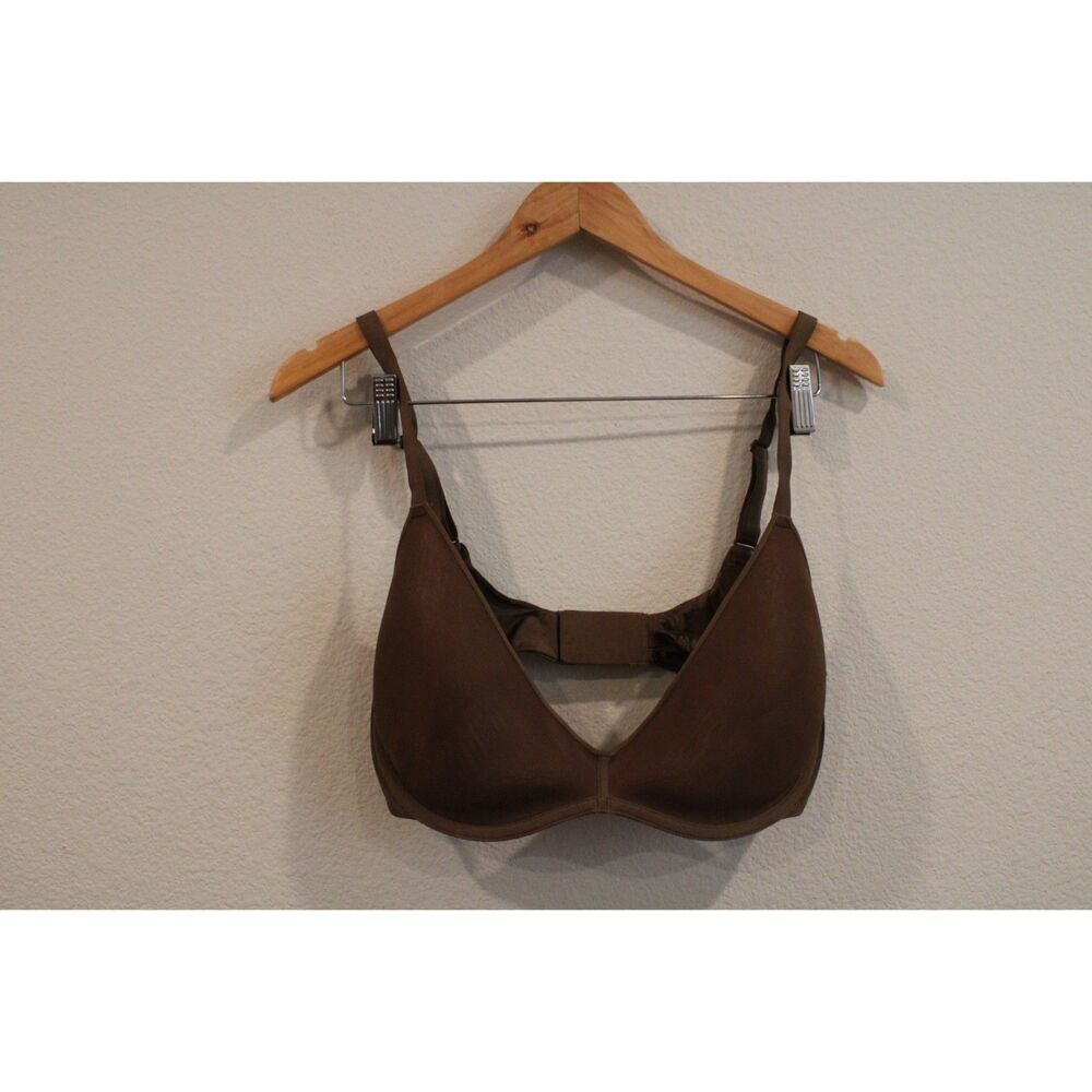 Skims chocolate brown 38D scoop neck bra no lining semi sheer